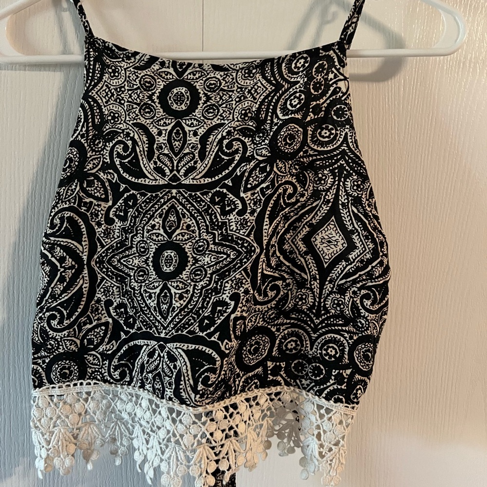 Black and White Paisley Women's Top